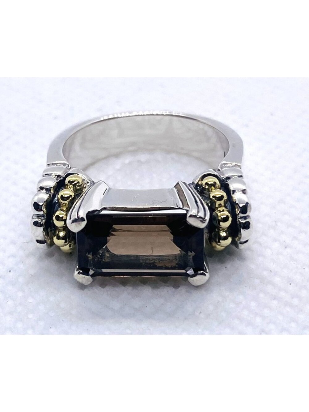 Lagos Caviar Smokey Stone Sterling Silver 925 18K Ring